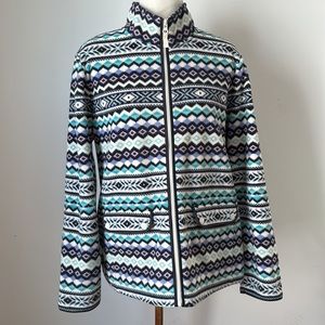 Talbots Fairisle Fleece Jacket Women’s Full Zip Size L